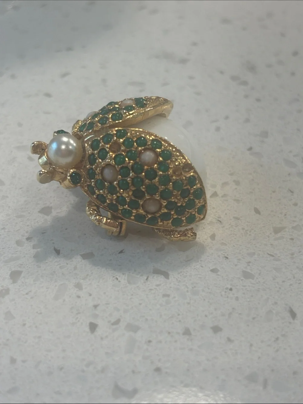 Vintage Hattie Carnegie Signed Ladybug Beetle Brooch